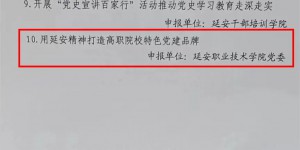延安职业技术学院荣获2021年度全市组织工作改革创新优秀成果三等奖