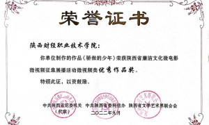 陕西财经职业技术学院在陕西省廉洁文化微电影微视频大赛中获表彰
